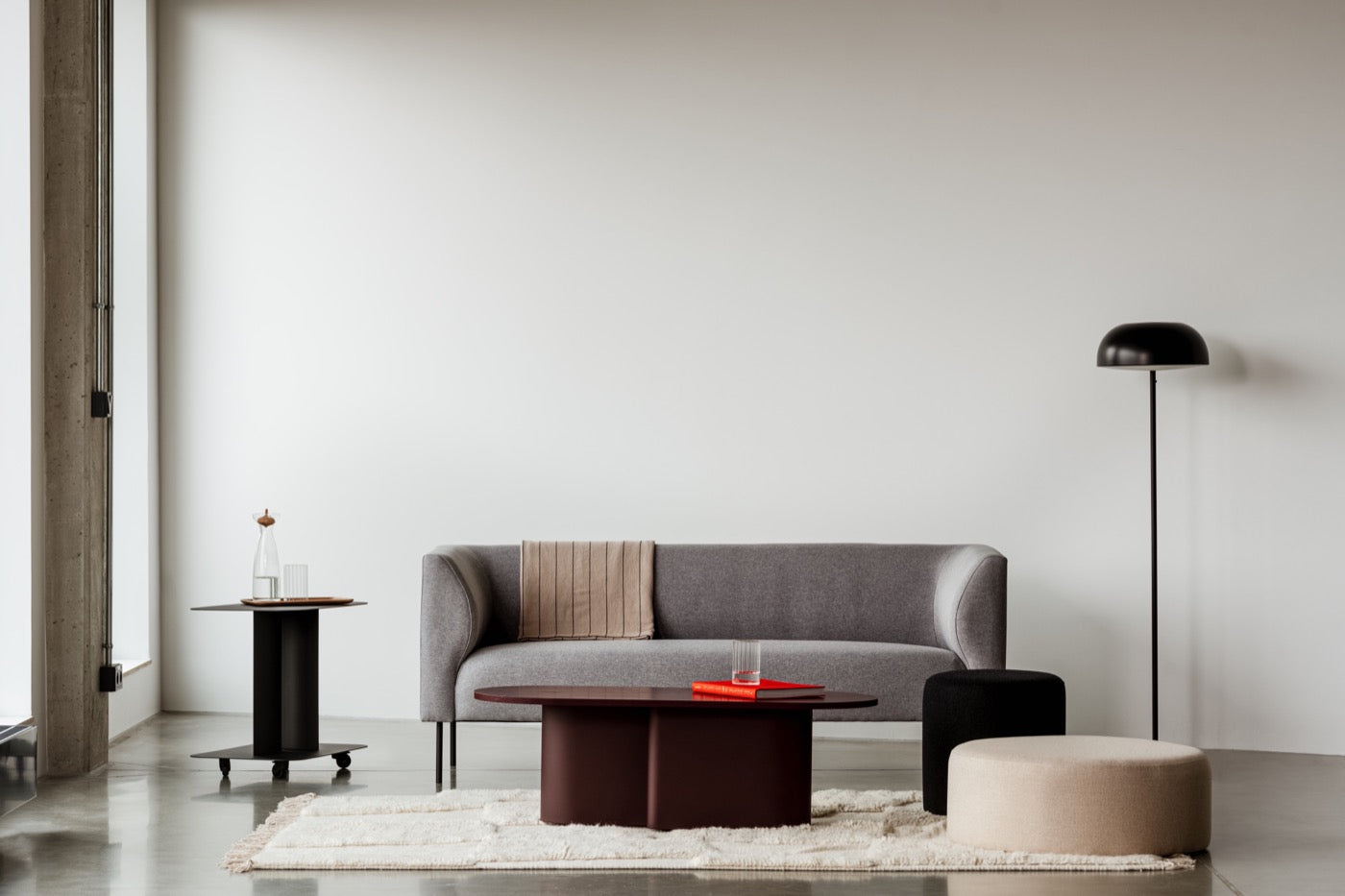 beige burgundy coffee-tables indoor living-room poufs side-tables stools black sideboards 