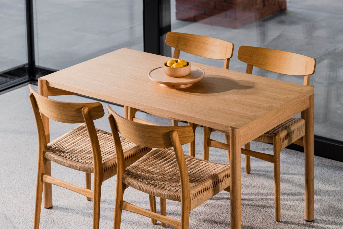 dining-room indoor oak tables tableware 