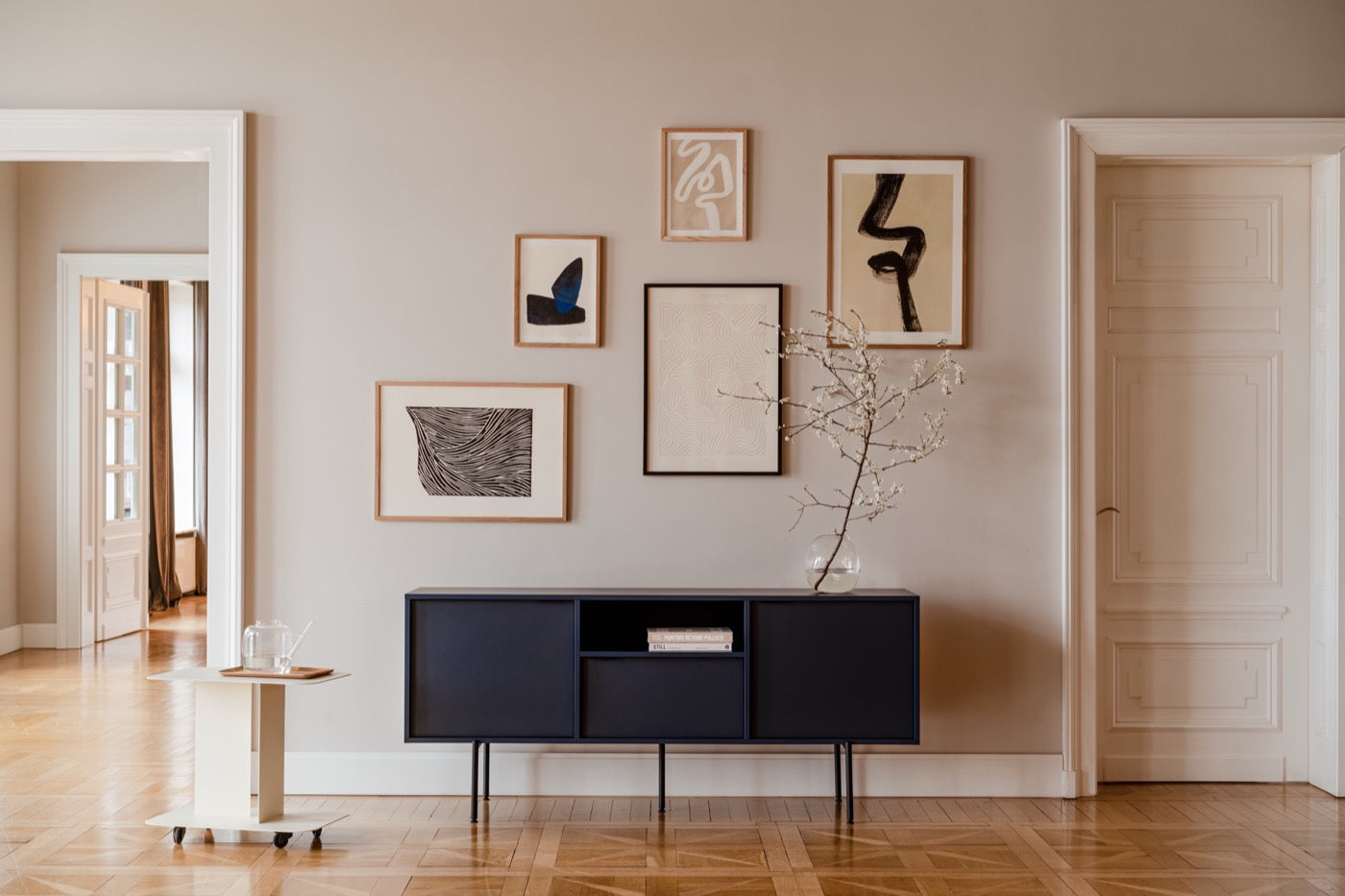 blue indoor living-room sideboards beige side-tables tv-stands 