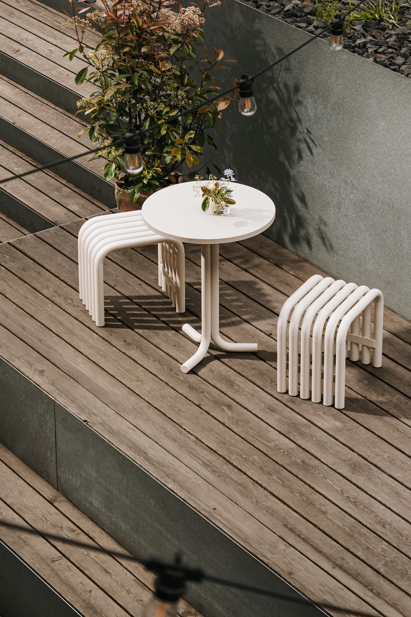 balcony-garden beige outdoor tables stools 