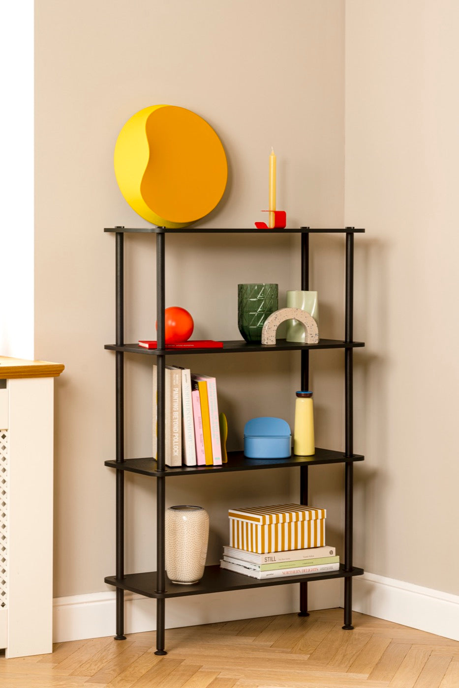 black home-office indoor shelving-units living-room 