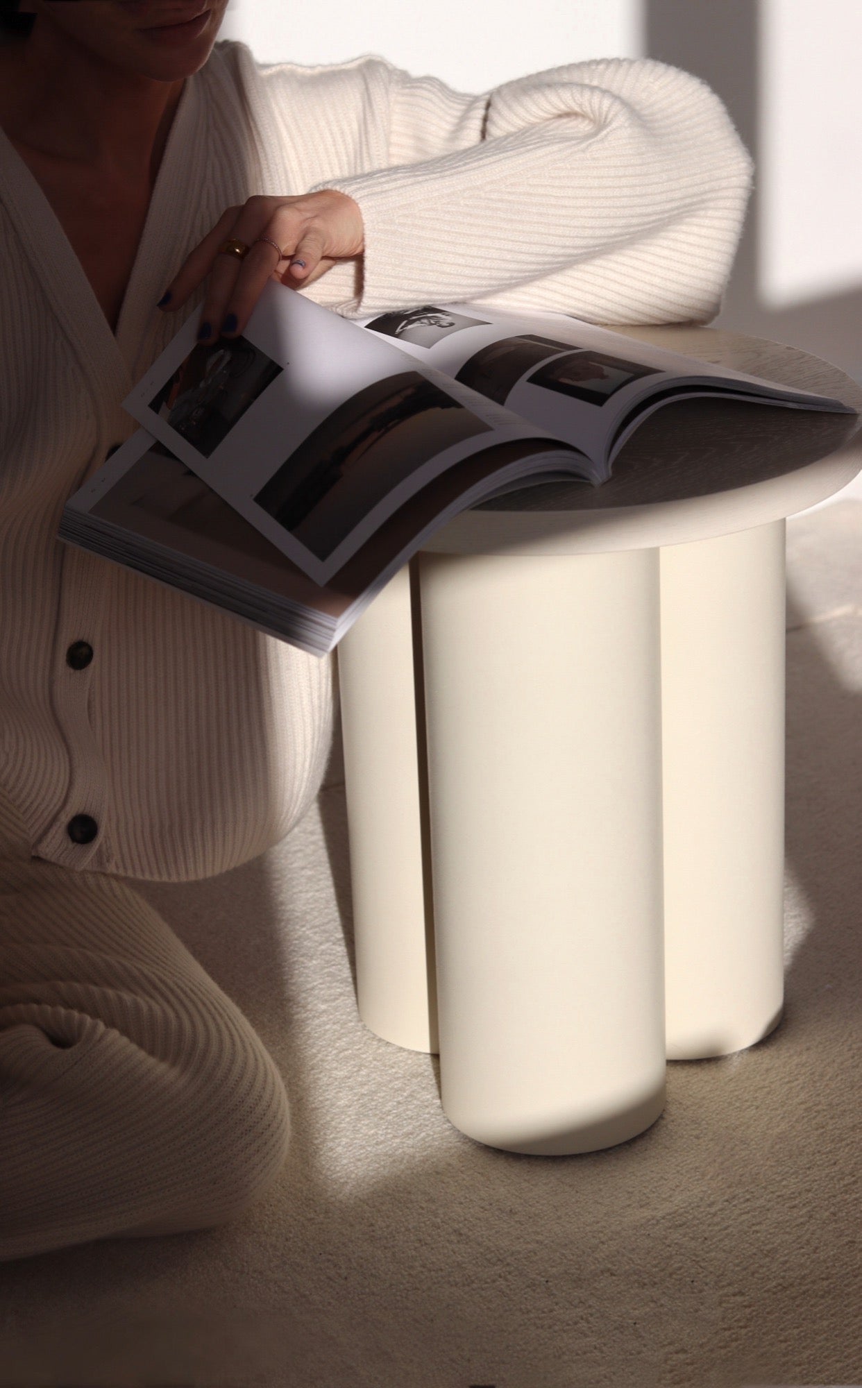 beige indoor living-room stools bedroom poufs 