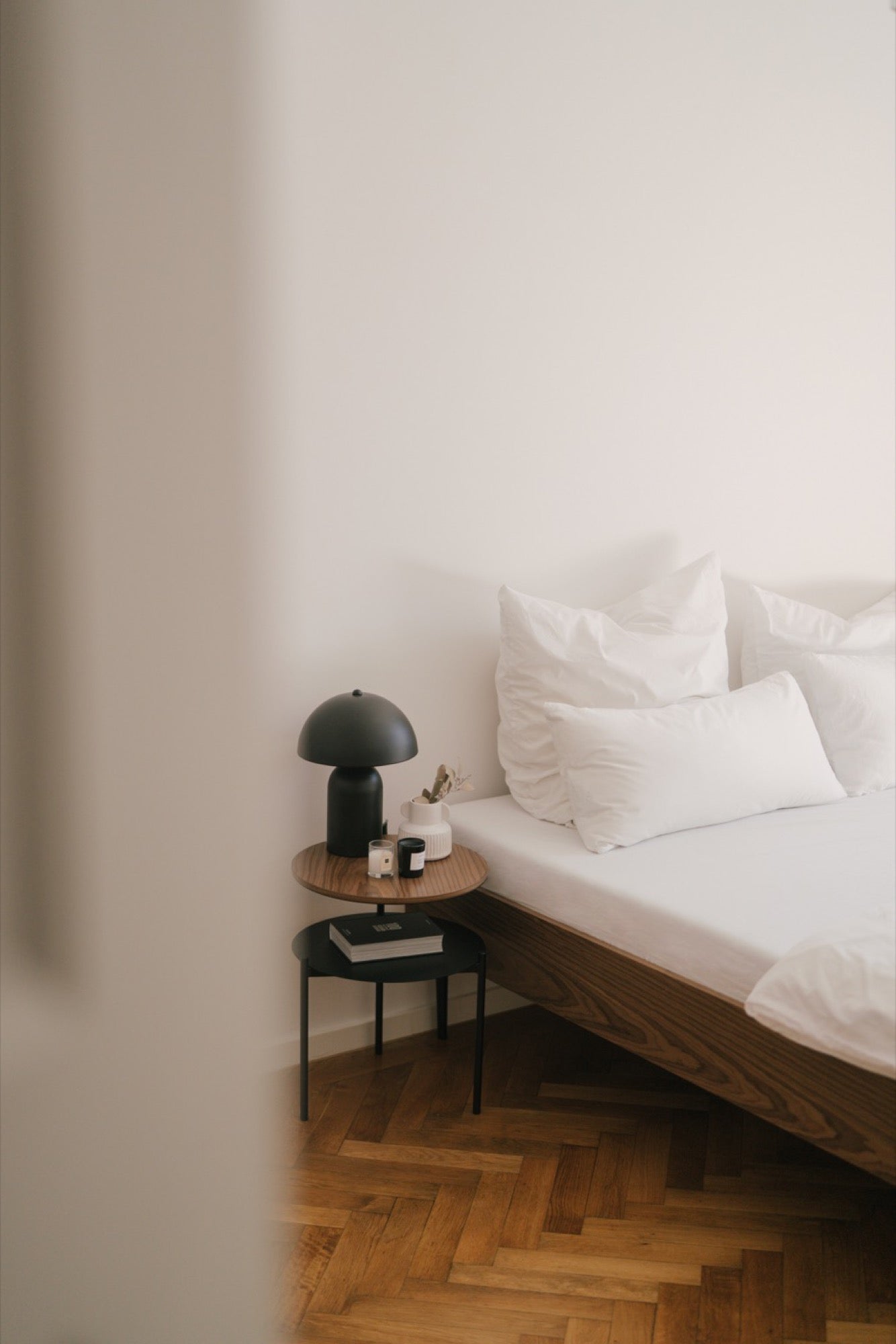 bedroom beds indoor walnut black nightstands 