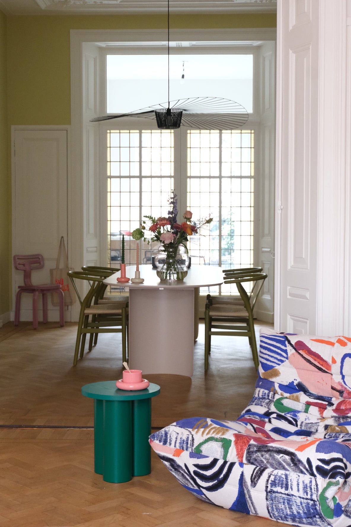 dopamine-decor green indoor living-room stools dining-room home-in-bloom 
