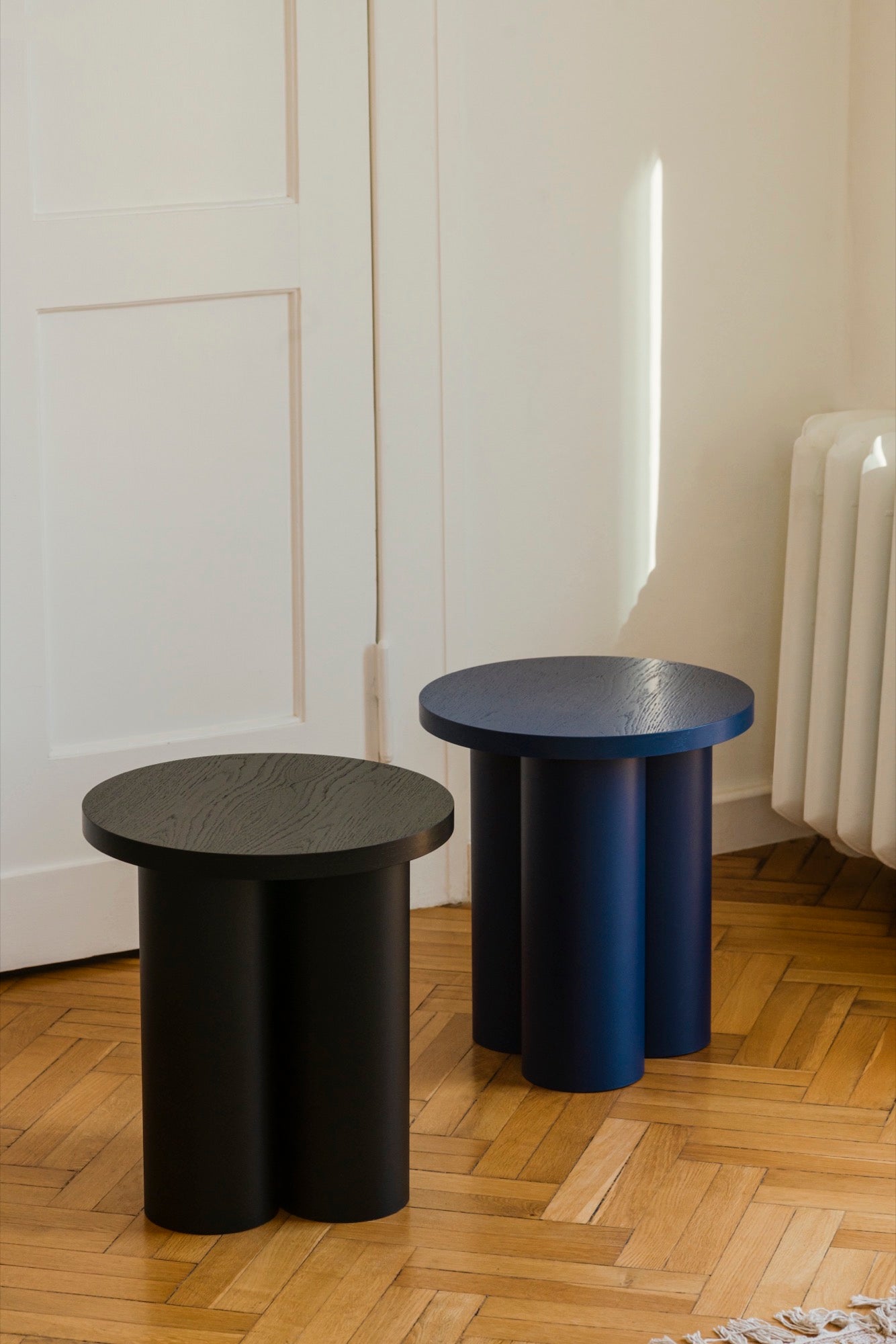 blue indoor living-room stools black 