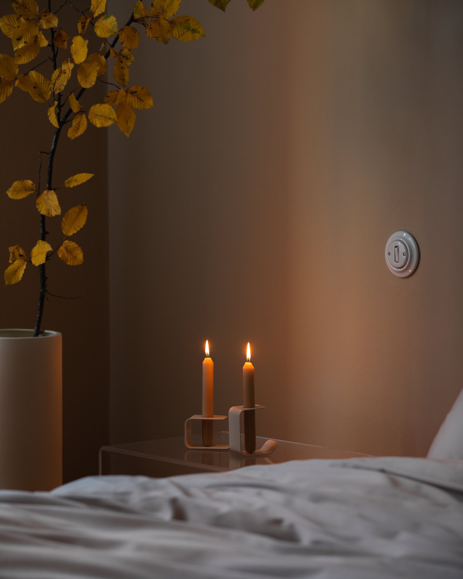 bedroom beige candle-holders indoor 