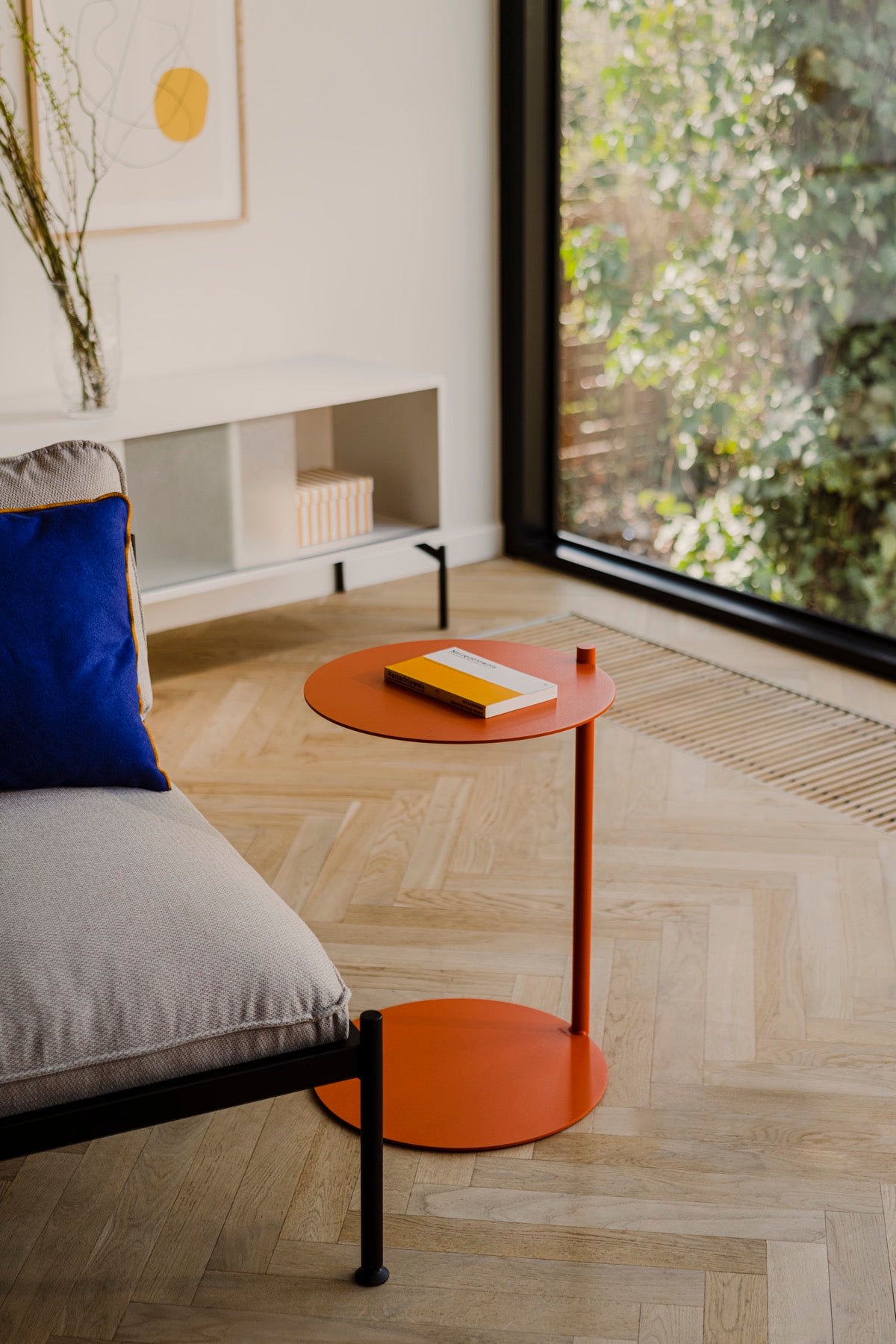 Wohnzimmer orange Beistelltische Frühlingsideen Flur Home-Office 