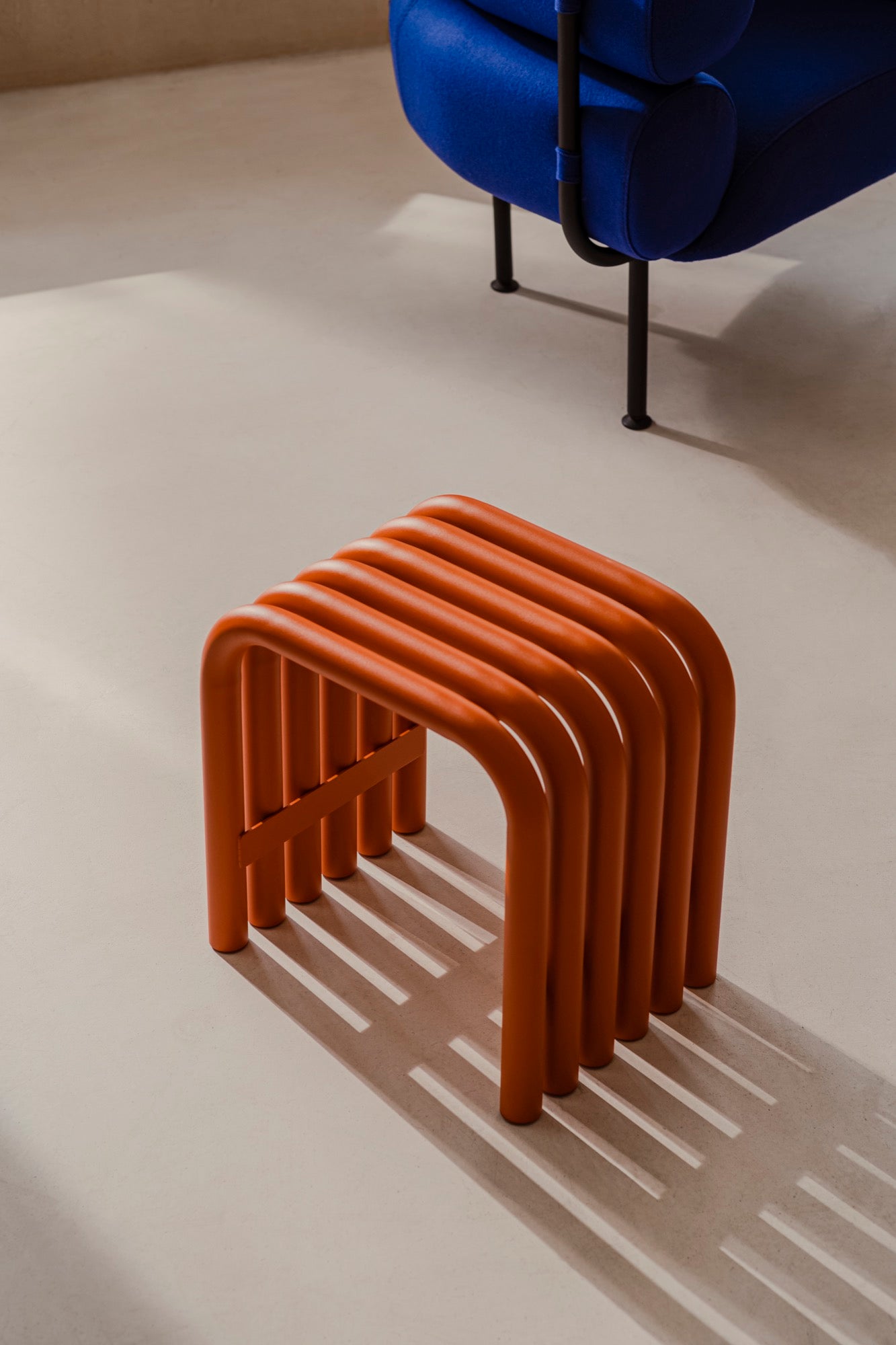 indoor living-room red stools armchairs blue hallway home-office orange outdoor seatings terracotta 
