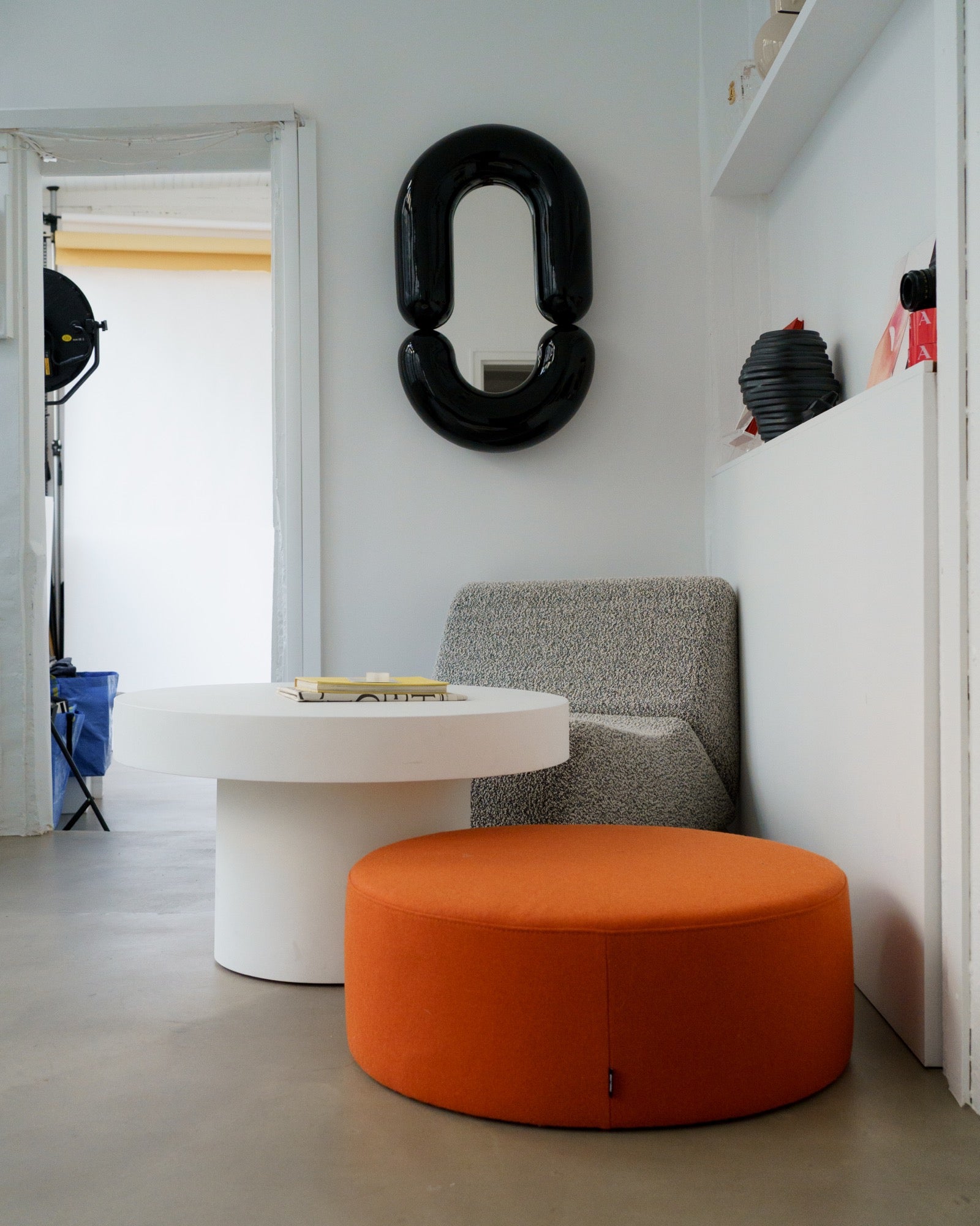 indoor living-room seatings terracotta home-office orange poufs 