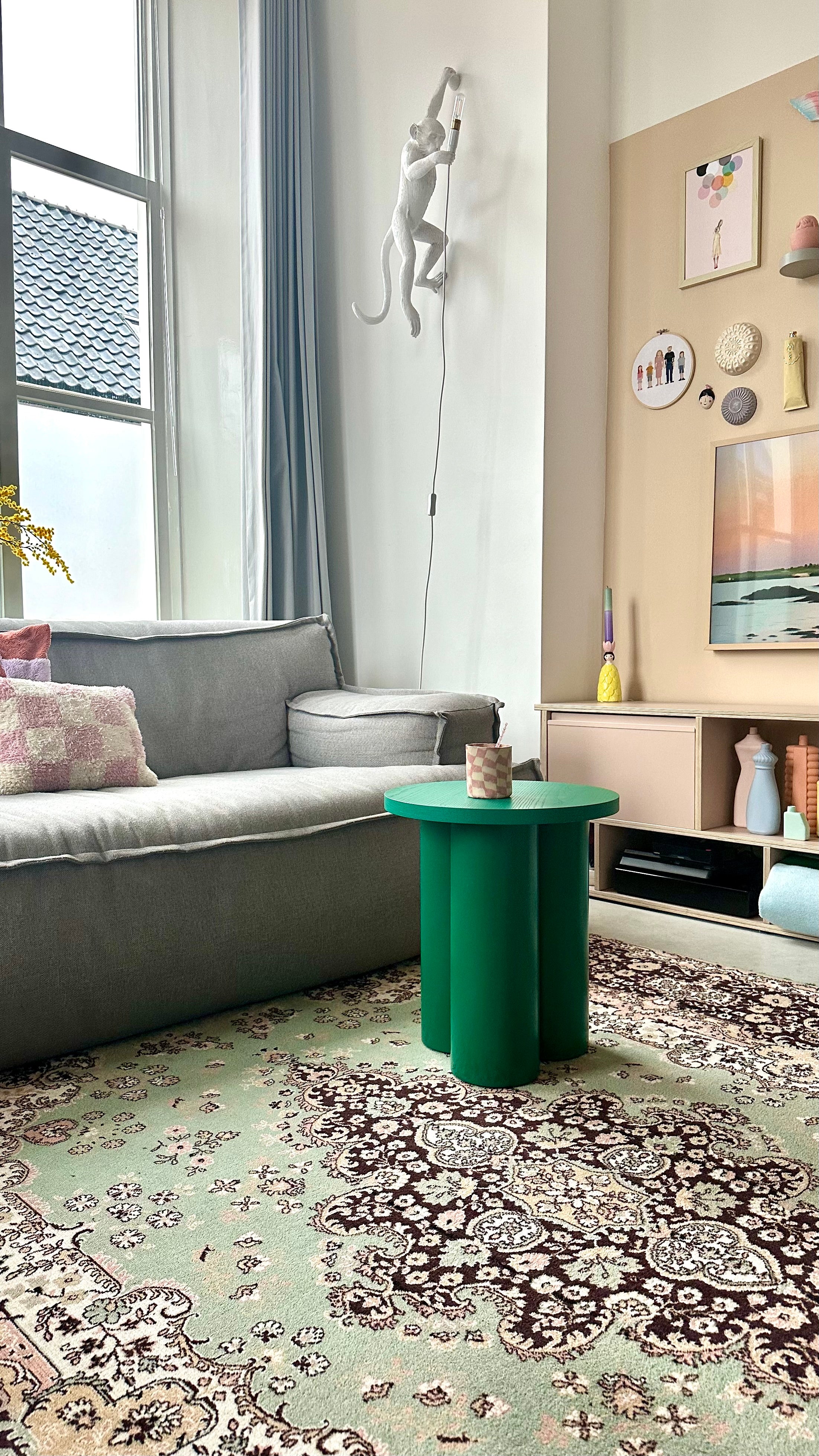 green indoor living-room stools 