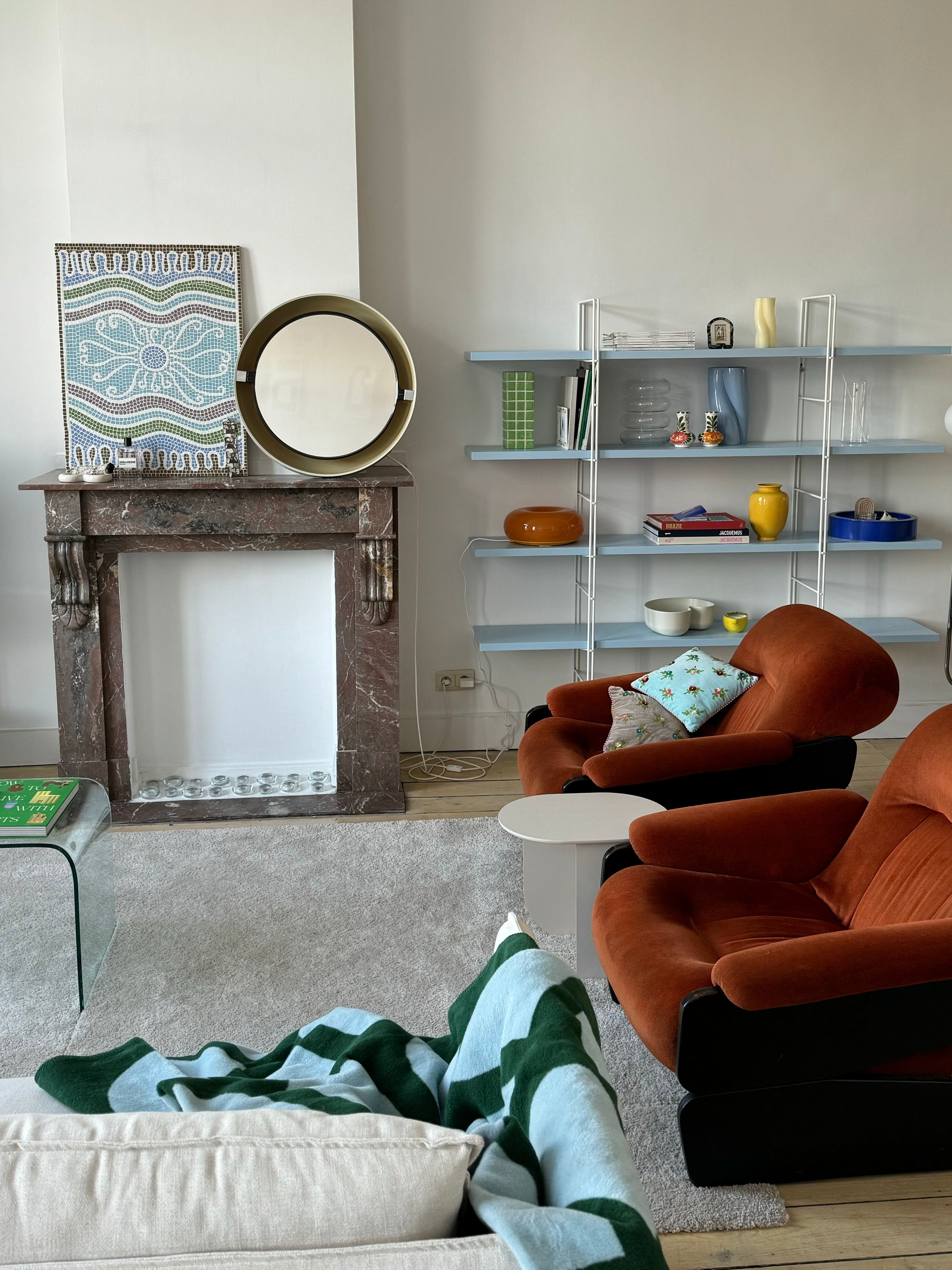 green indoor living-room throws warm-minimalism blue 